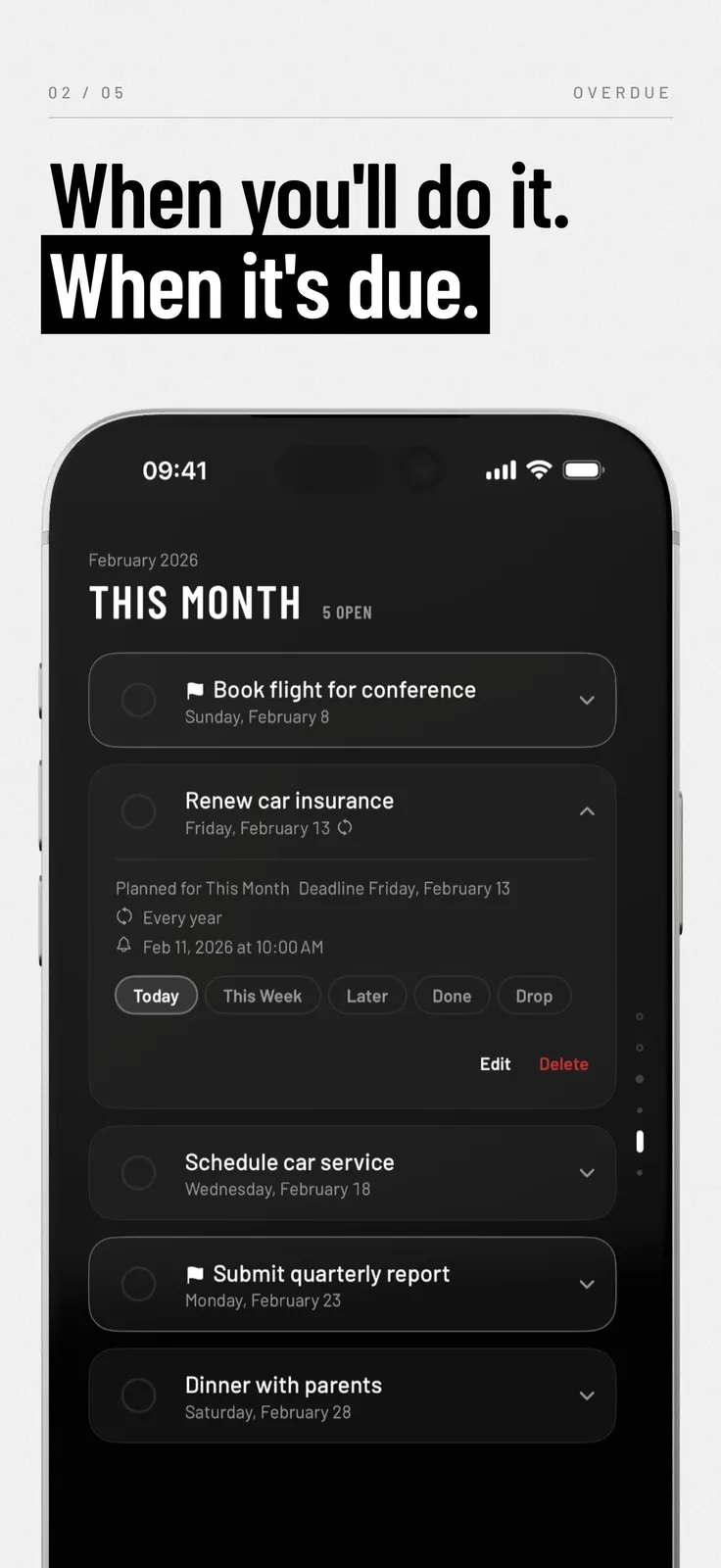 Overdue: minimal to-do screenshot 2